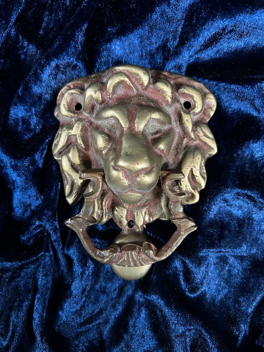 Vintage Brass Lion Head Door Knocker - Made in Korea Ornate Hardware